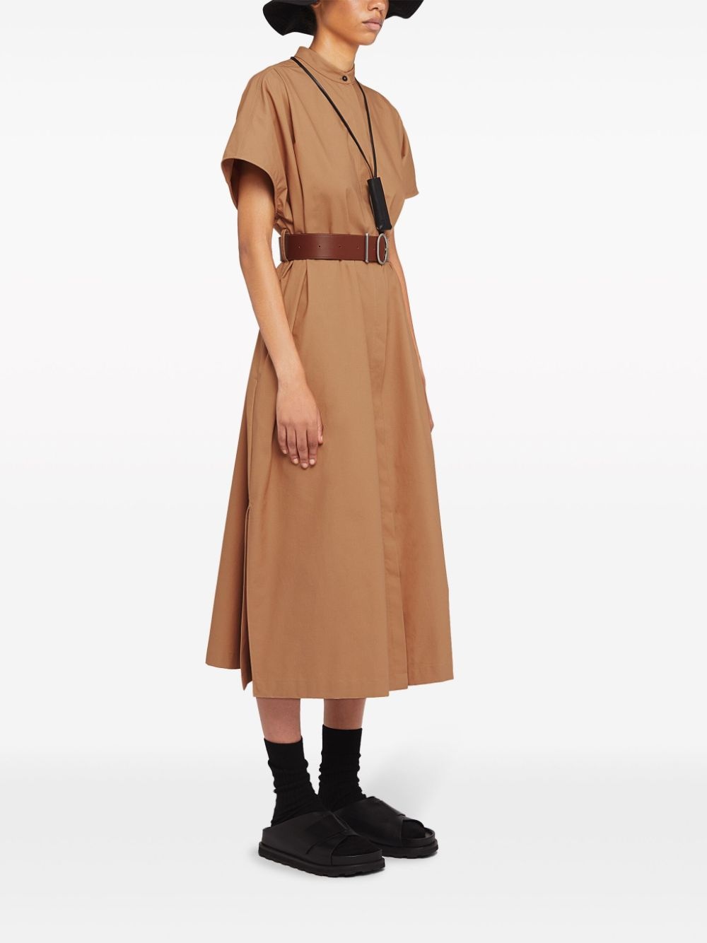 collarless belted shirt dress - 3