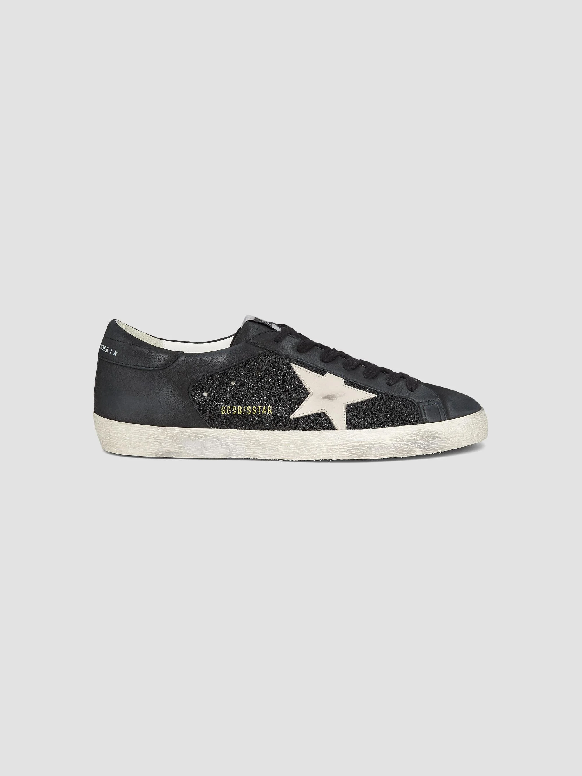 Men's Super Star Crystal-Embellished Leather Sneakers - Black Grey Morn - 1