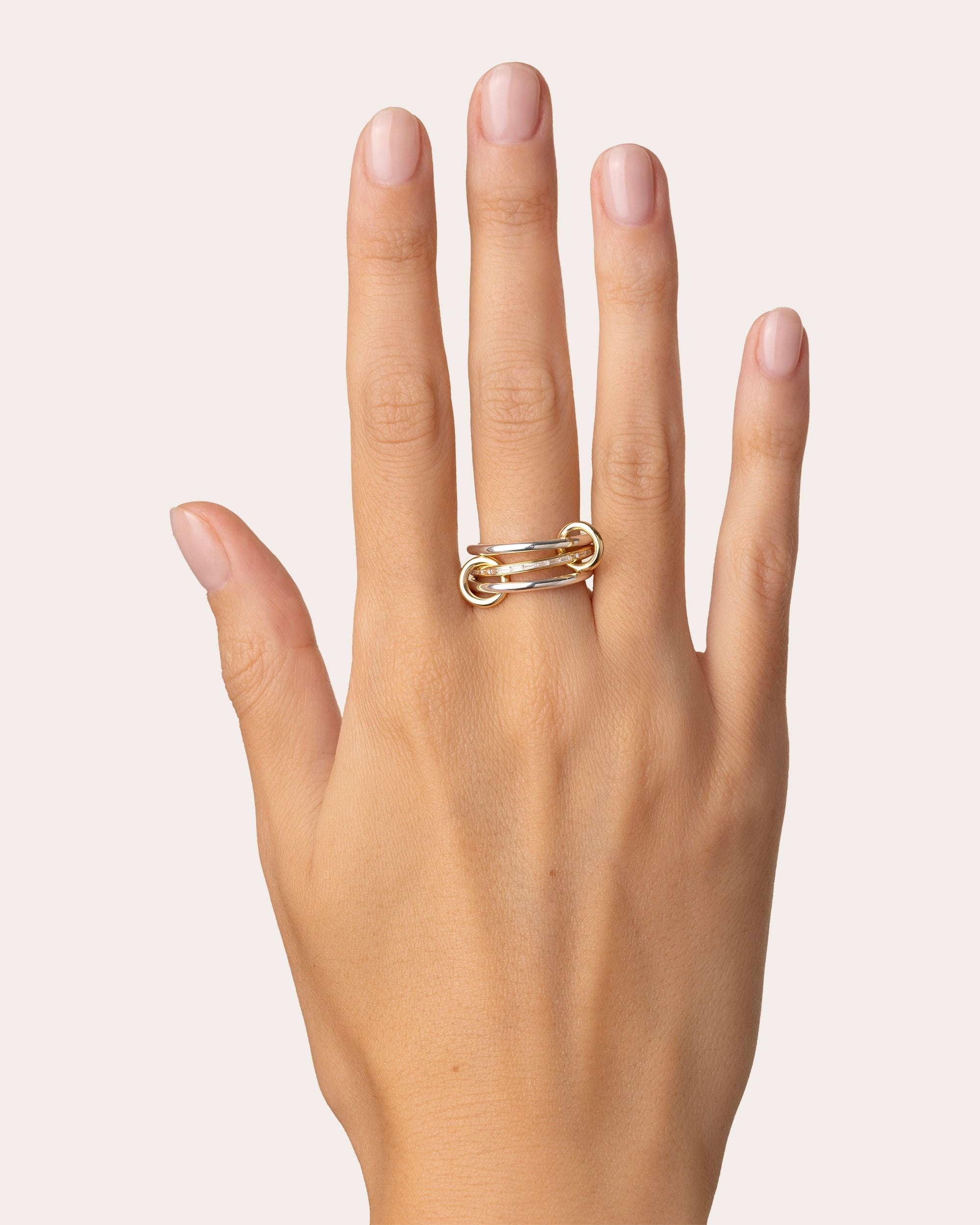 Sonja 18K Gold Sterling Silver and Diamond Linked Rings - 2
