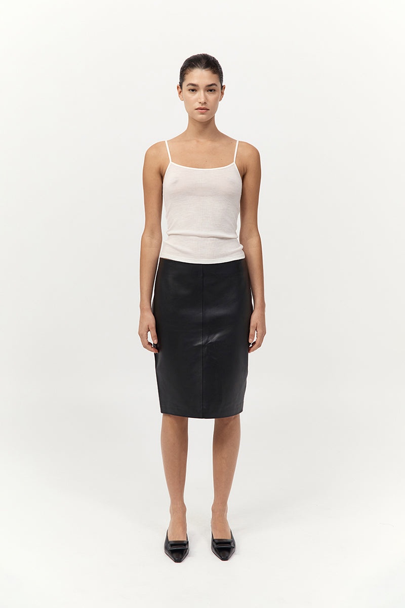 Leather Pencil Skirt - Black - 2