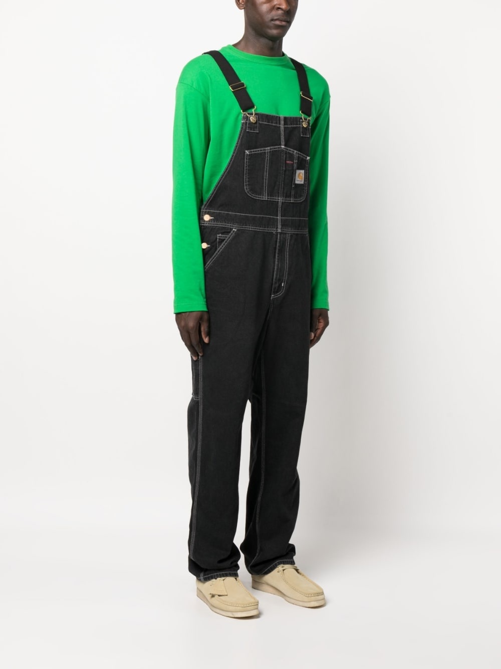 logo-patch straight-leg dungarees - 3