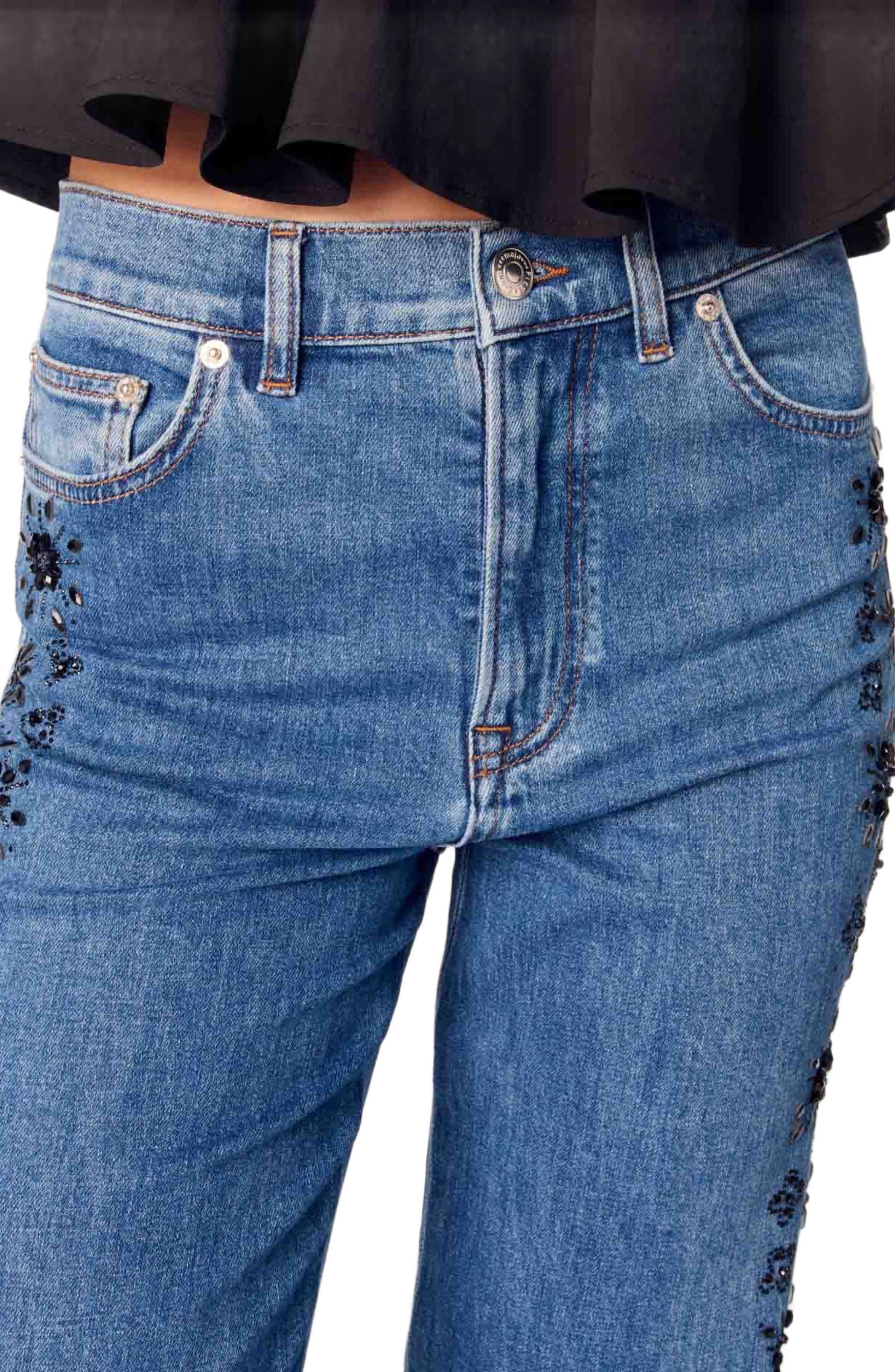 maje Embroidered jeans with rhinestones in Blue at Nordstrom - 5