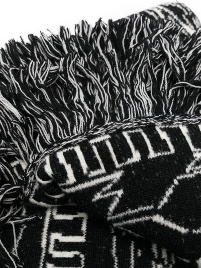 Alanui intarsia-knit frayed scarf outlook