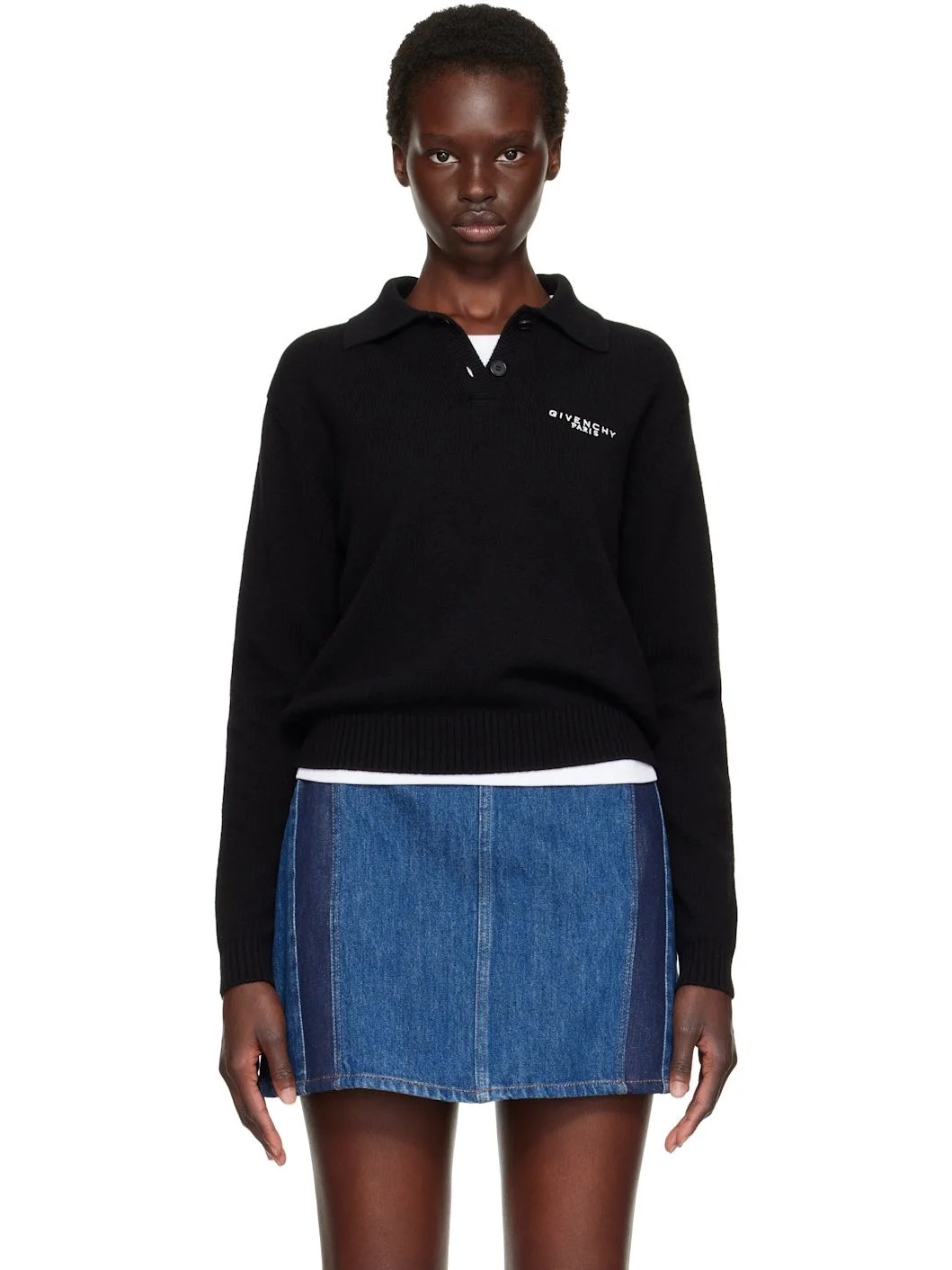 Black Wool & Cashmere Polo - 1