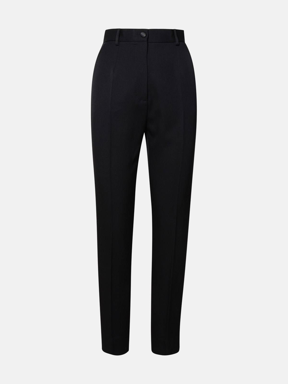 BLACK VIRGIN WOOL BLEND TROUSERS - 1