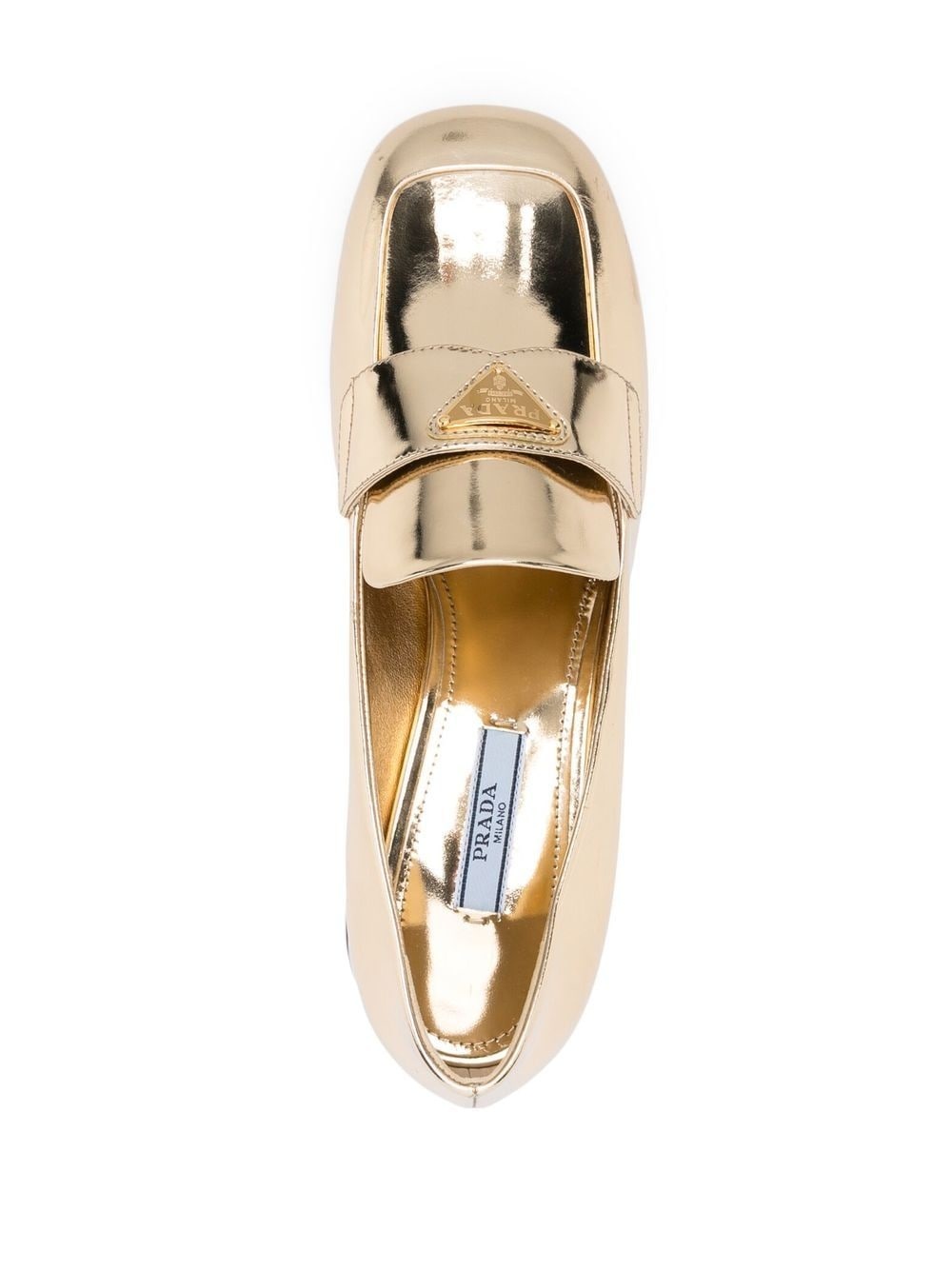 logo-plaque metallic loafers - 4