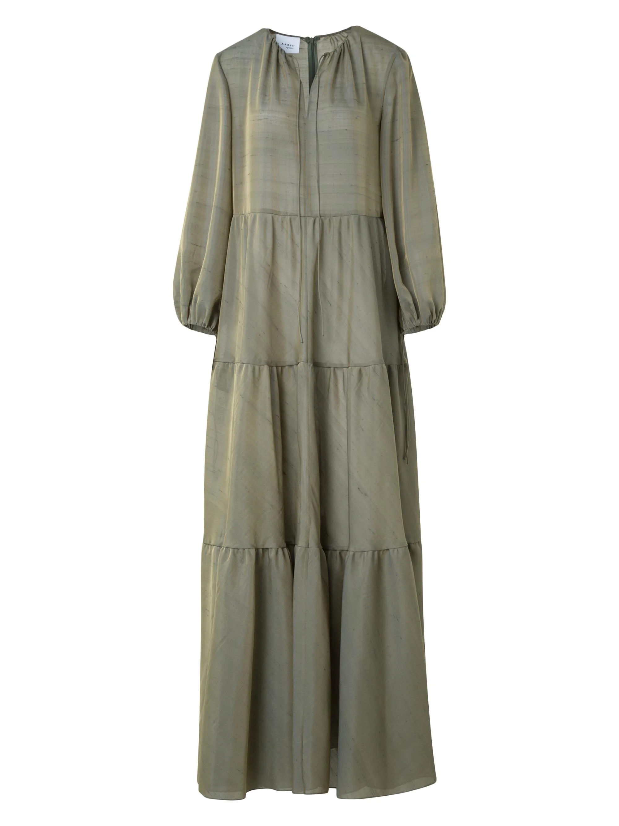 Women's Boho Silk-Blend Midi-Dress - Khaki - 1