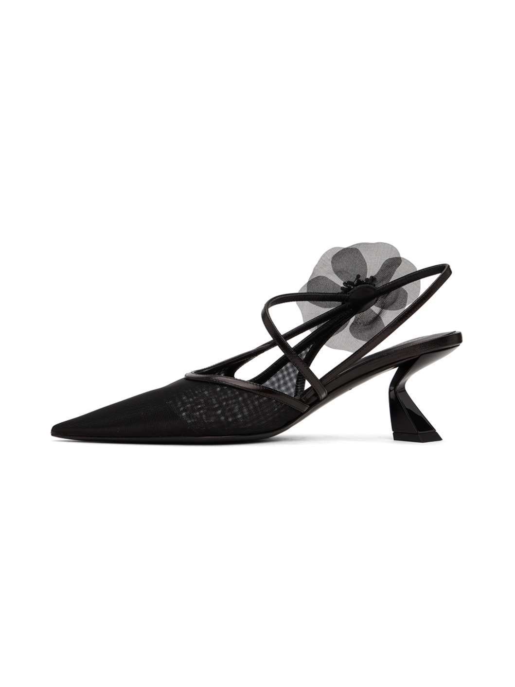 Black Slingback Tulle Heels - 3