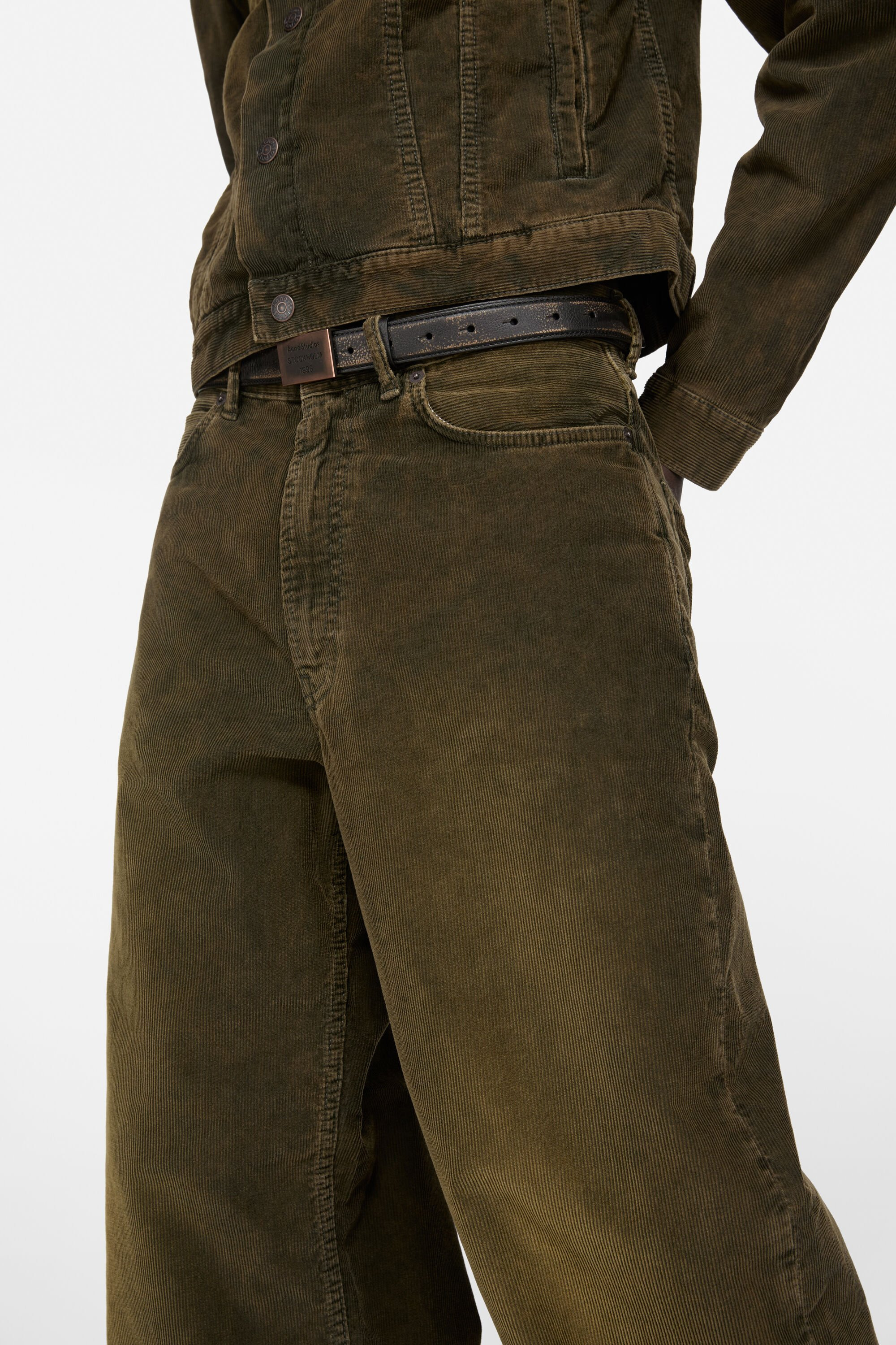 Corduroy trousers - Olive green - 4
