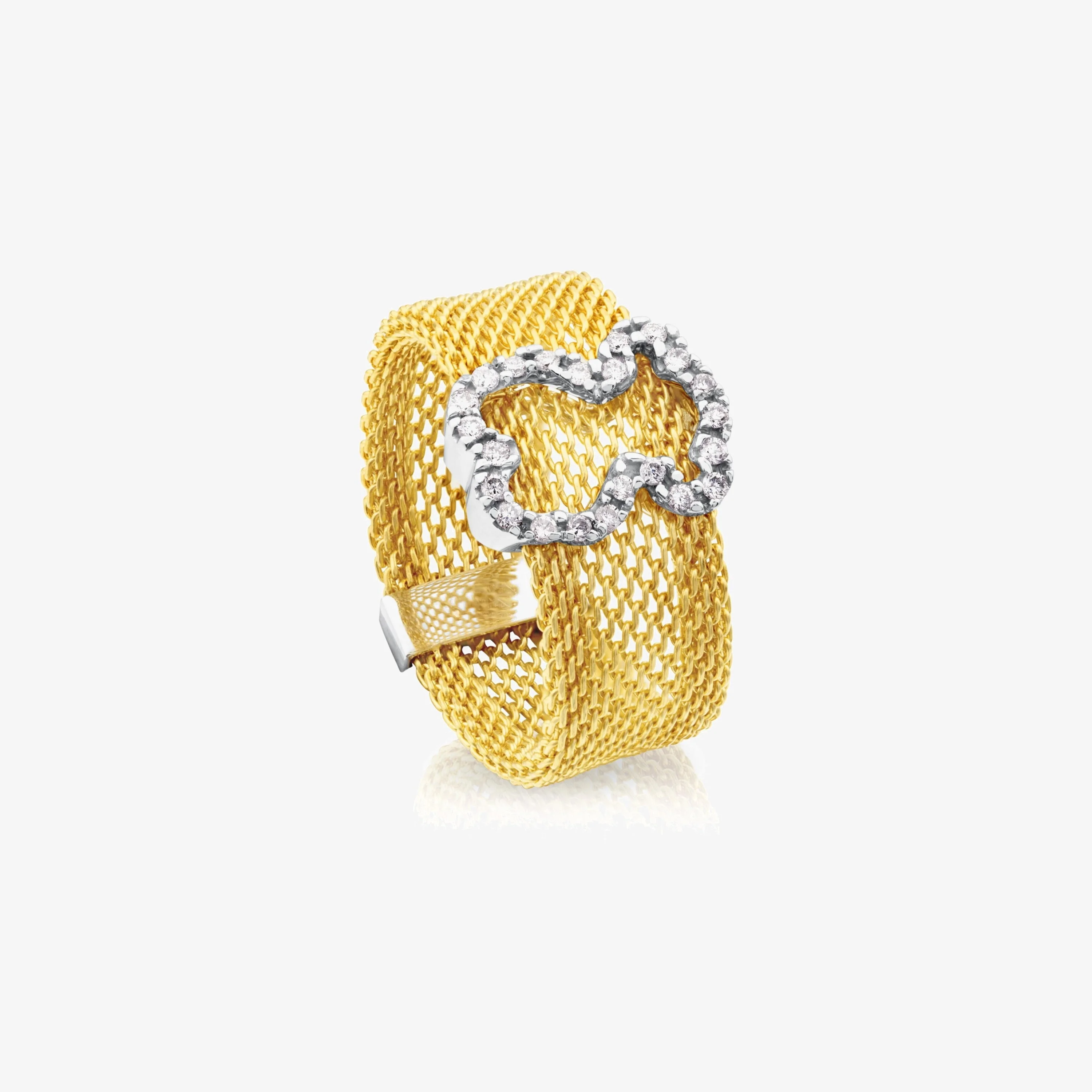 18K solid gold Icon Mesh Ring in 18K solid gold with Diamonds - 1