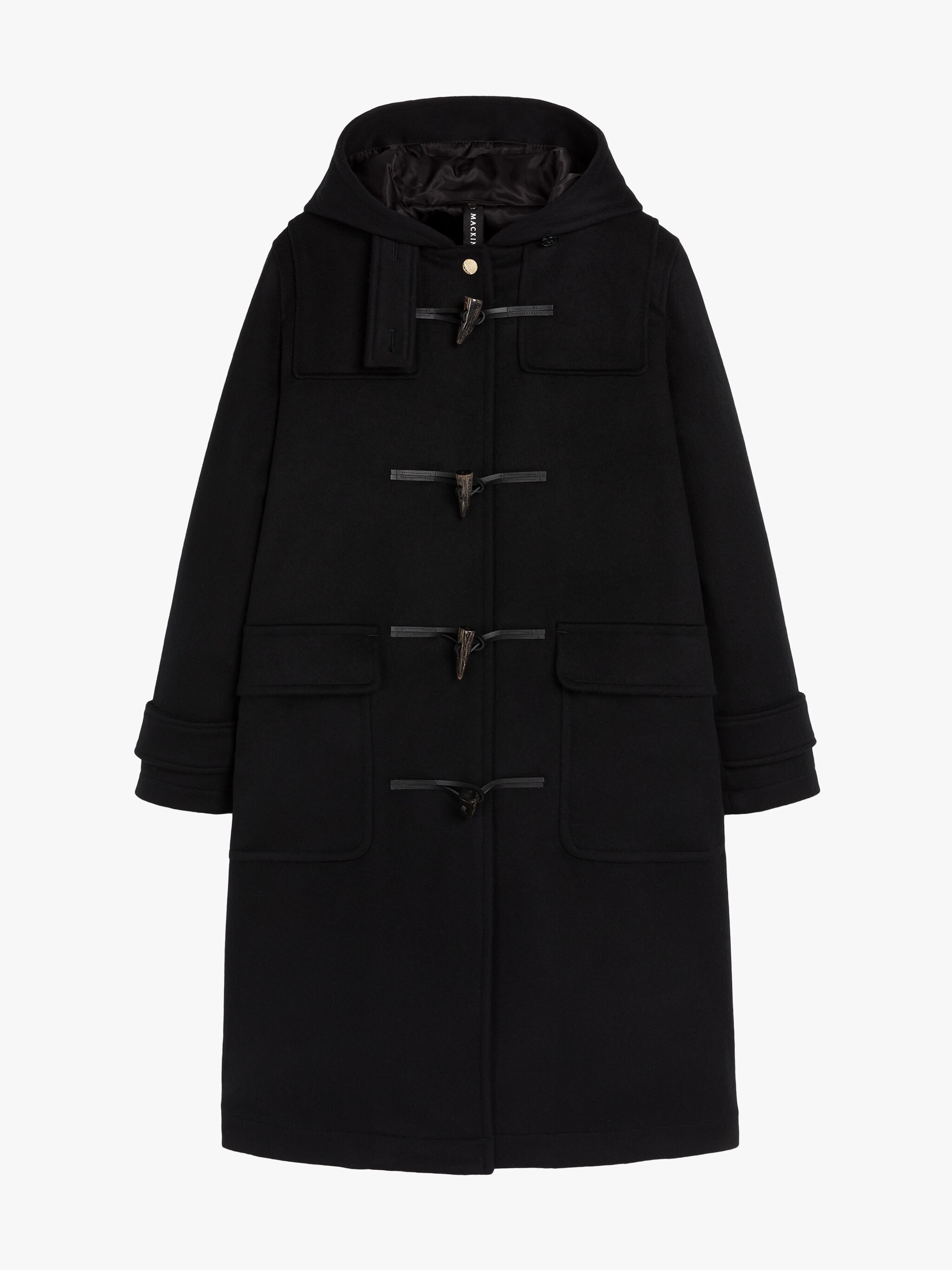 INVERALLAN BLACK WOOL DUFFLE COAT - 1
