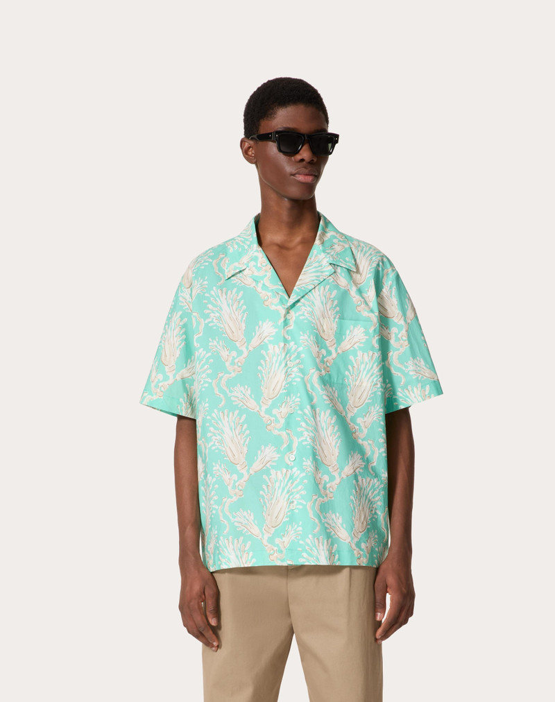 COTTON POPLIN BOWLING SHIRT WITH METAMORPHOS WHEATSHEAF PRINT 3