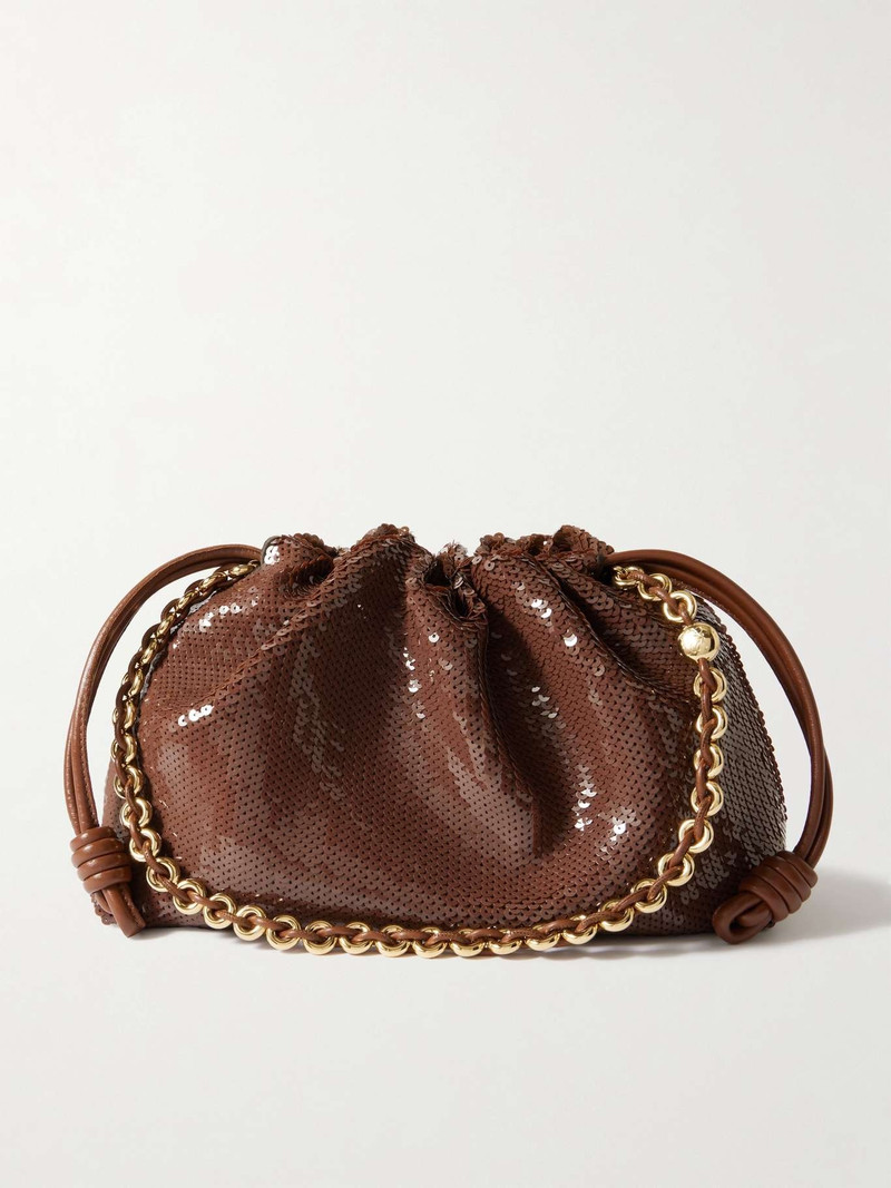 Flamenco sequined leather clutch Chocolate - 1