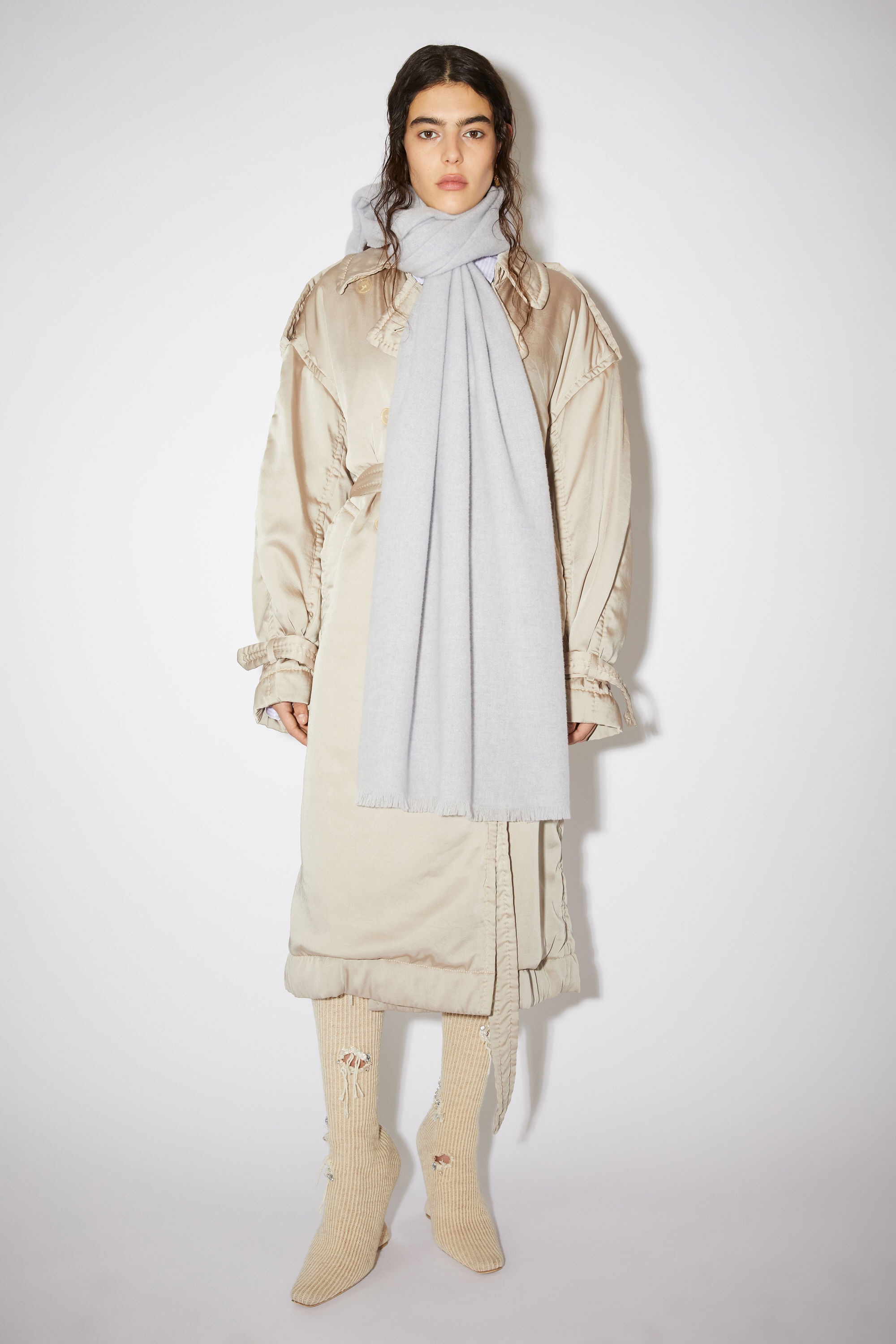 Soft wool scarf - Light Grey Melange - 2