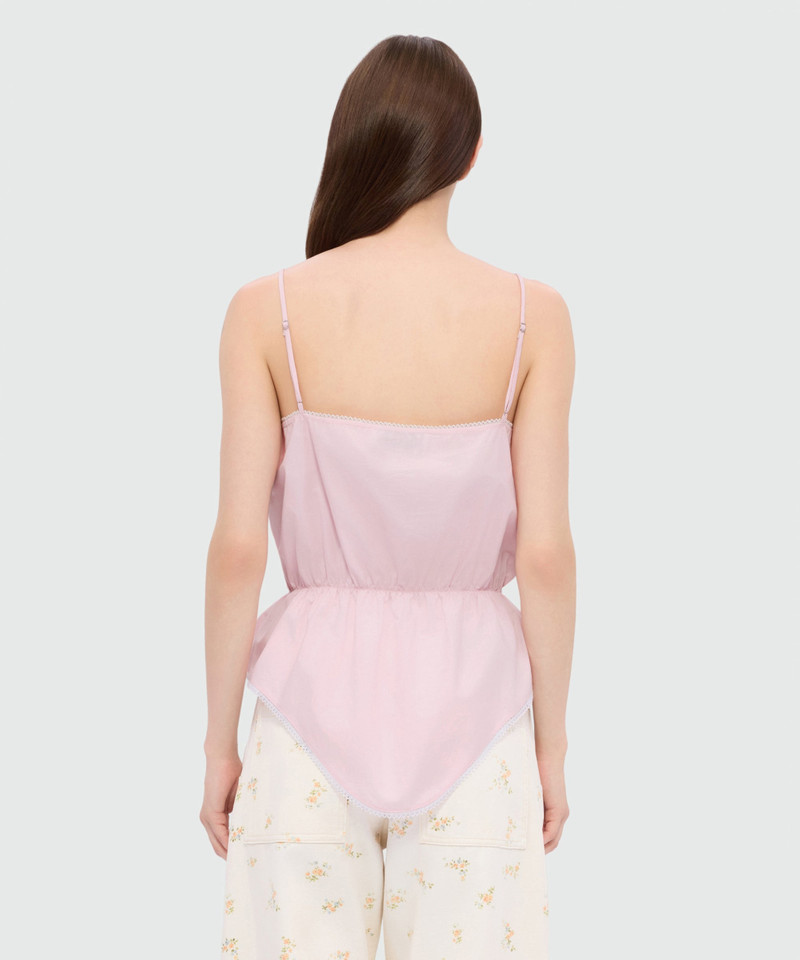 Pink cotton poplin top with lace inserts 3
