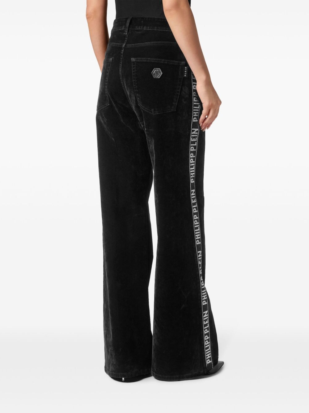 logo-tape wide-leg jeans - 3