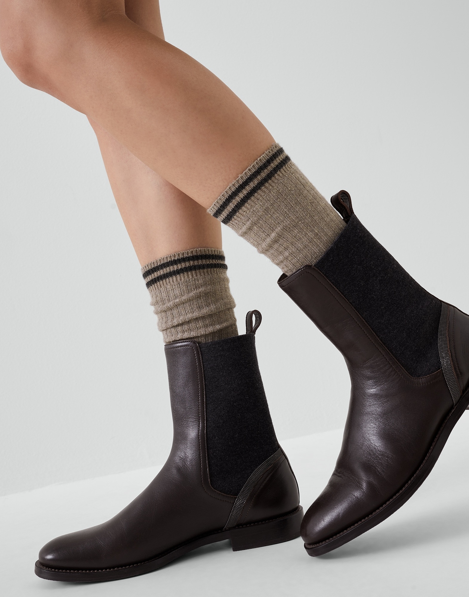 Sparkling cashmere rib knit socks - 3