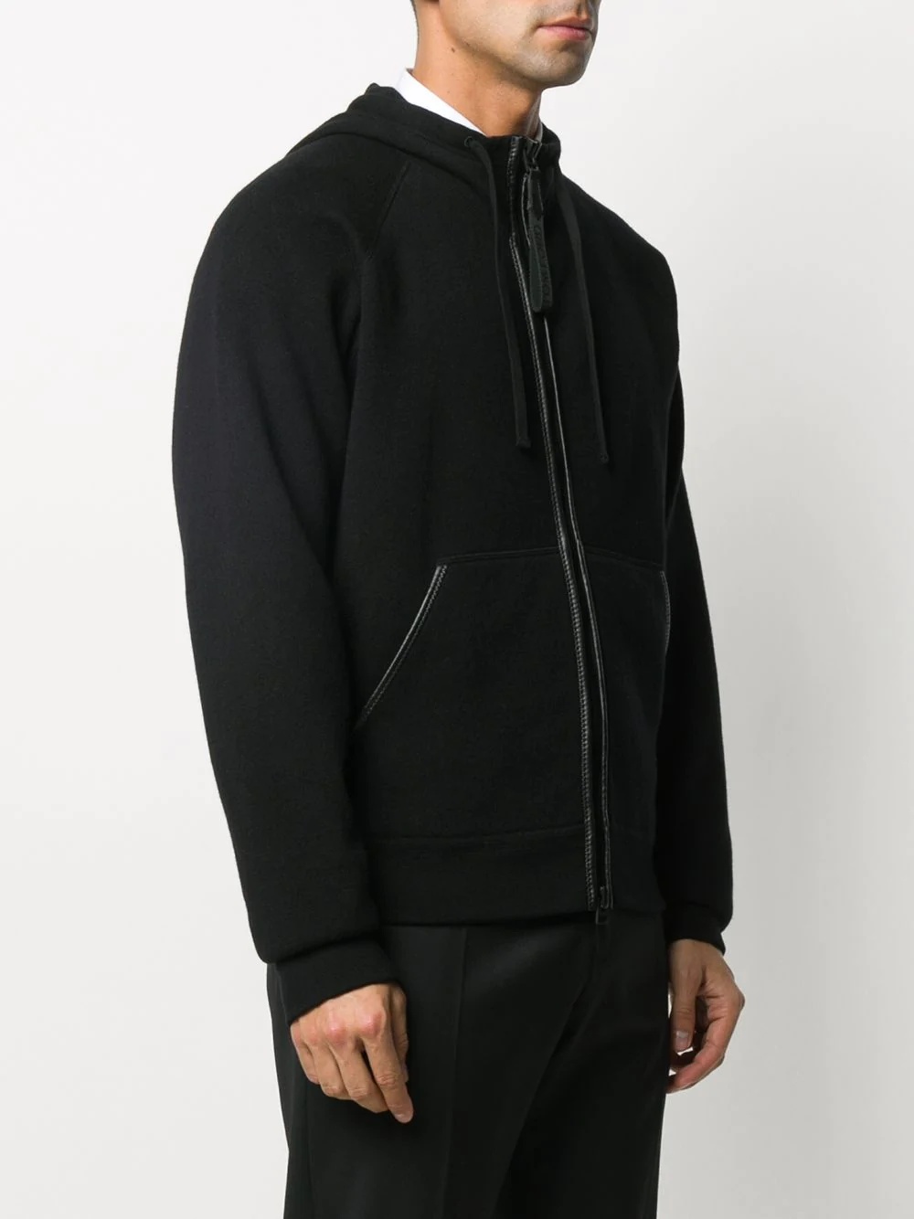 drawstring zip-front hoodie - 3