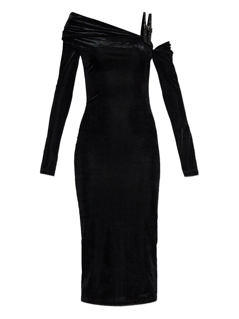 off-shoulder buckle midi dress - 1