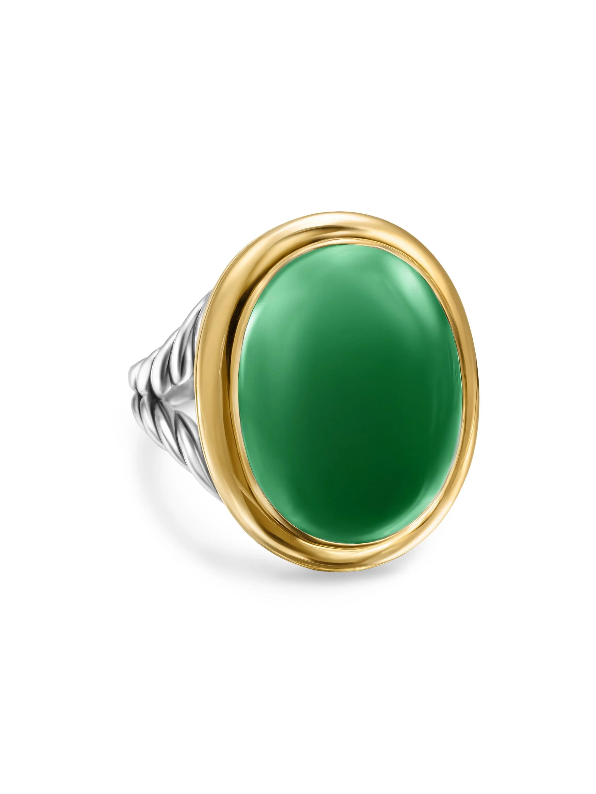Women's Albion Oval Ring in Sterling Silver - Green Onyx - 1