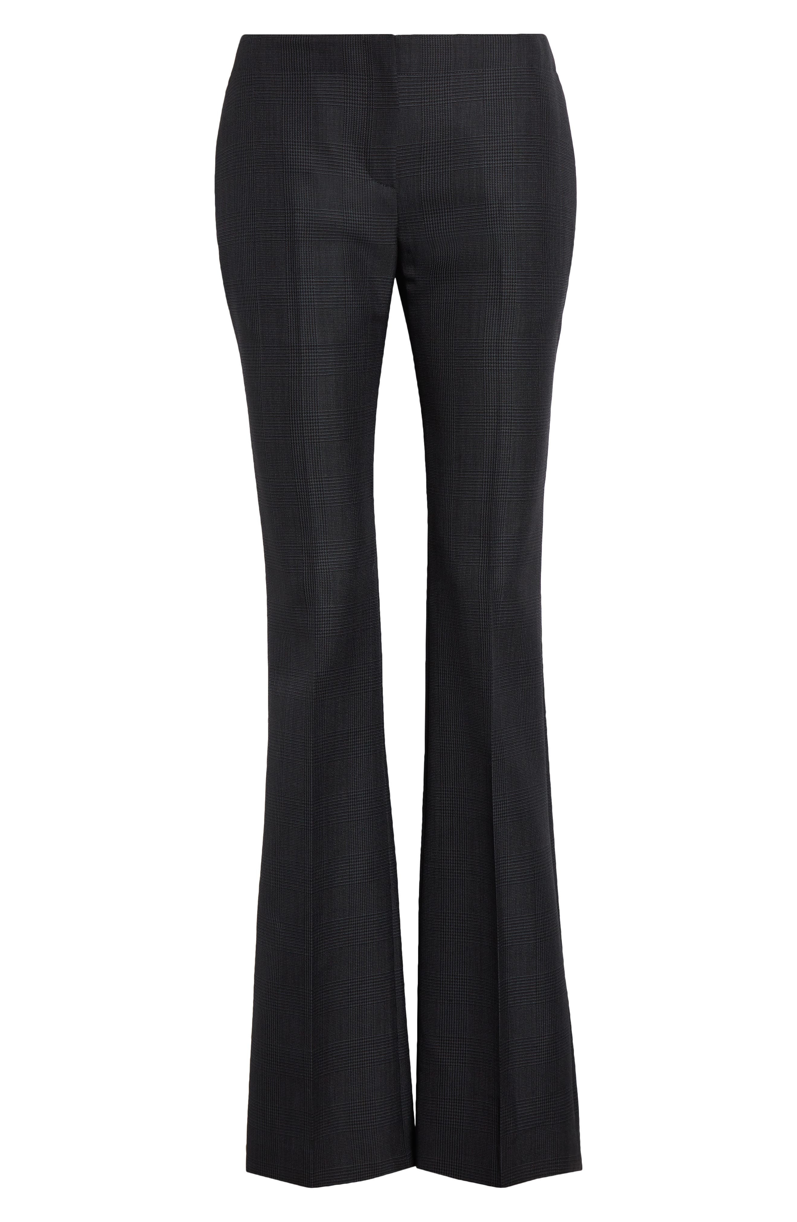 McQueen Prince of Wales Wool & Mohair Bootcut Trousers in Black - 6