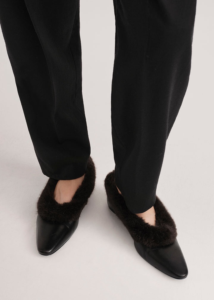 The Faux Fur Trim Ballerina black - 3