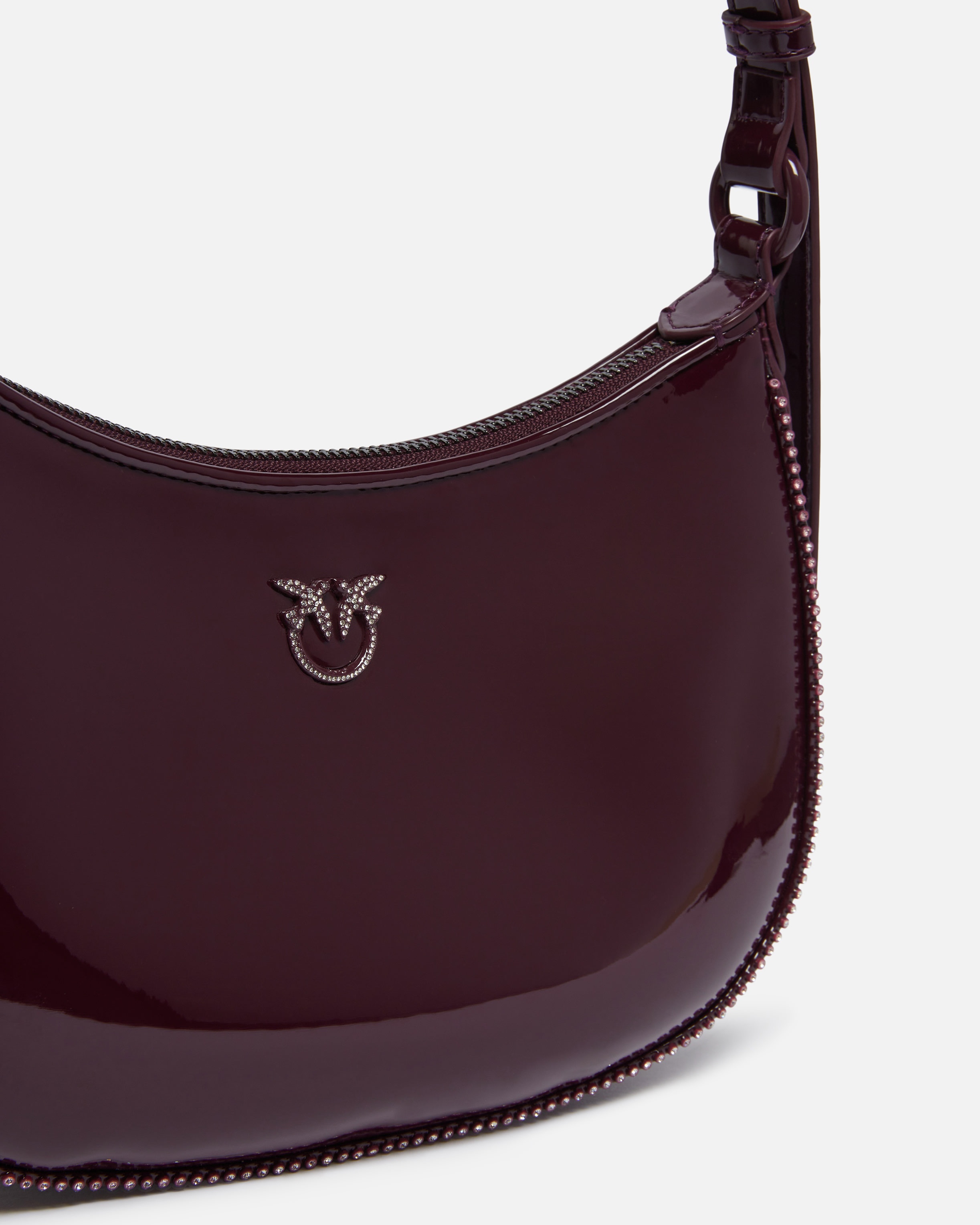 PATENT HALF MOON HANDBAG WITH RHINESTONES - 3