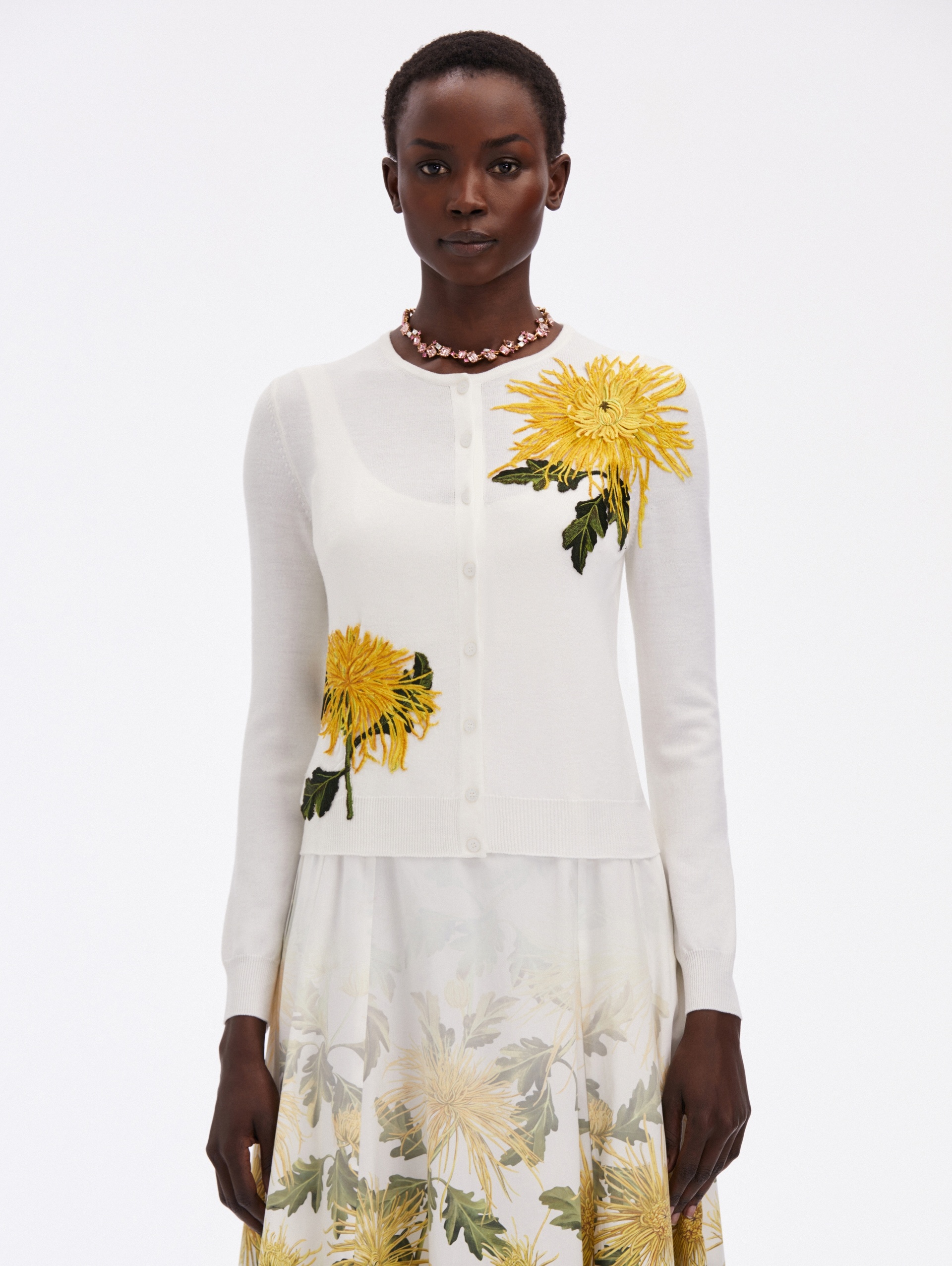 CHRYSANTHEMUM THREADWORK CARDIGAN - 1