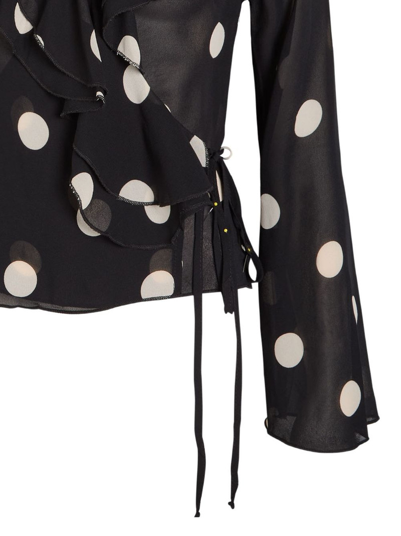 Reformation Kilah ruffled polka-dot top outlook