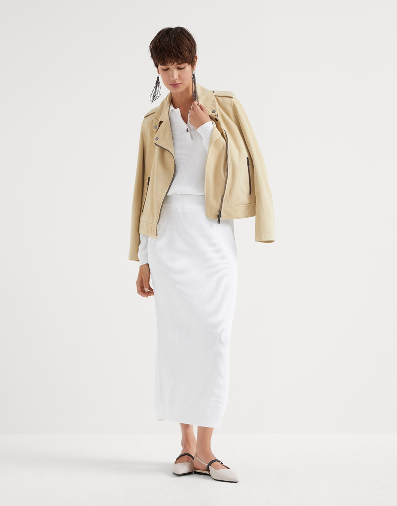 Suede biker jacket with monili 5