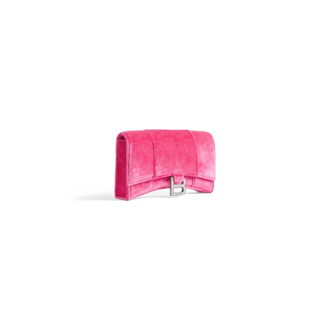 BALENCIAGA Women's Hourglass Wallet On Chain Velvet Jersey