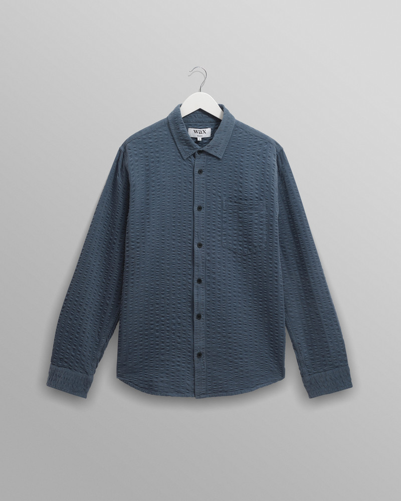 Shelly - Blue Seersucker Corduroy Shirt 1