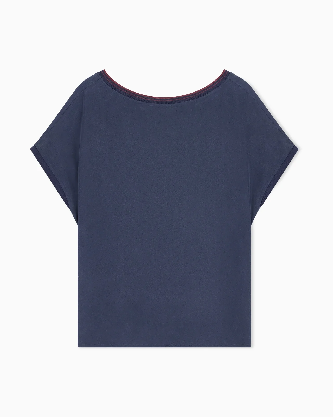 BLOUSE REGULAR FIT HEAVY WASHED SILK RIBBED CREW NECK - 1