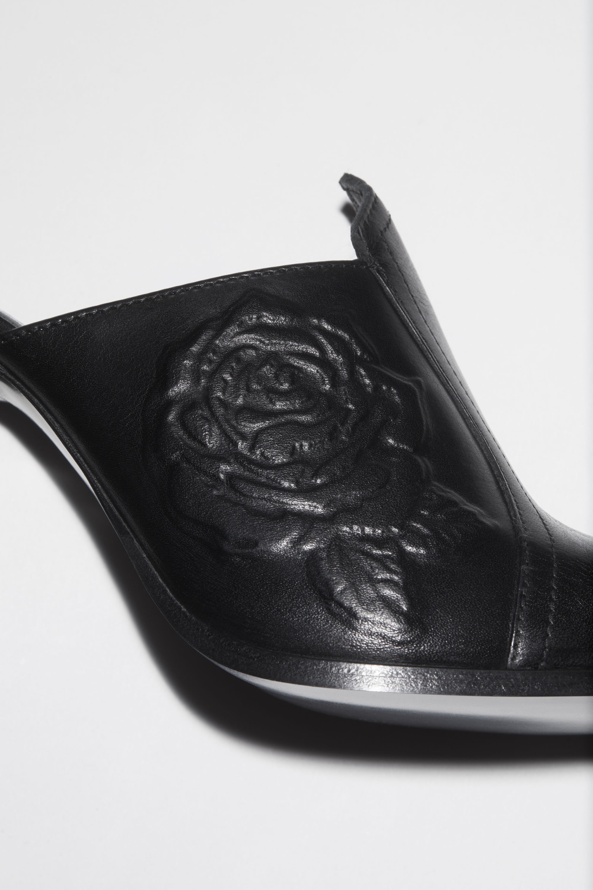 Leather heeled mules - Black - 5
