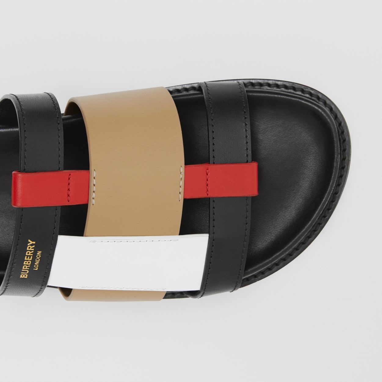 Colour Block Leather Slides - 3