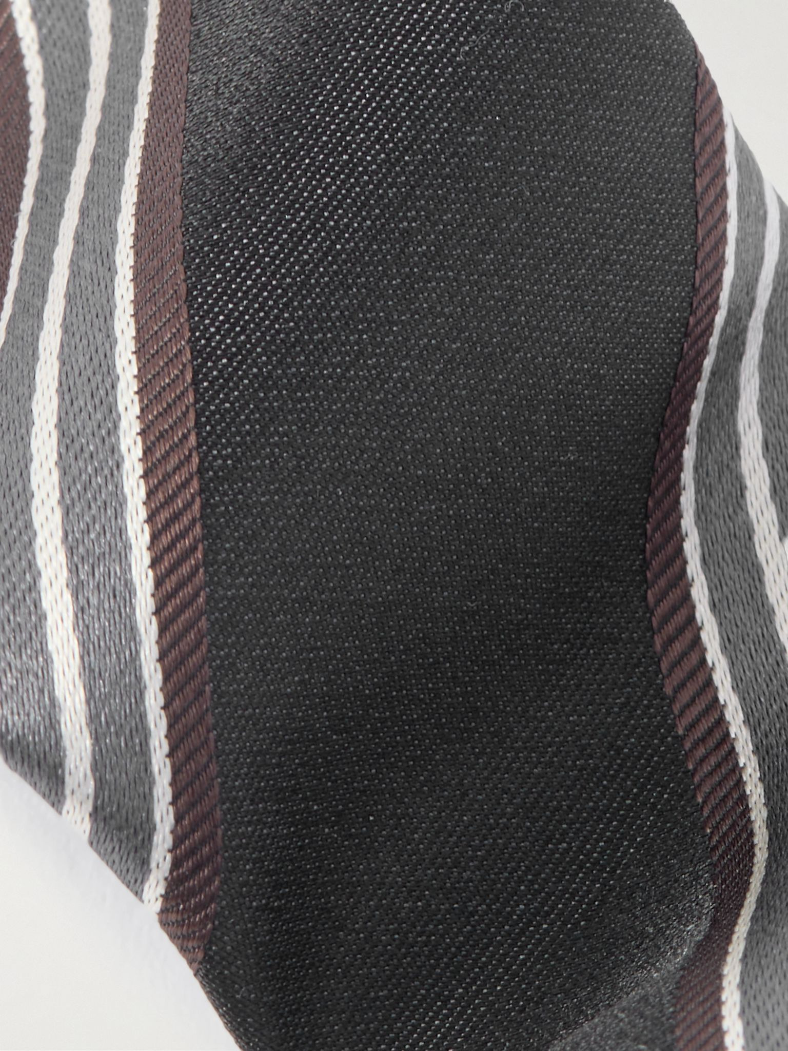 4cm Striped Silk-Gabardine Tie Black - 3