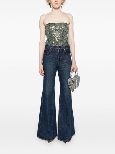 sacai belted mid-rise flared jeans outlook