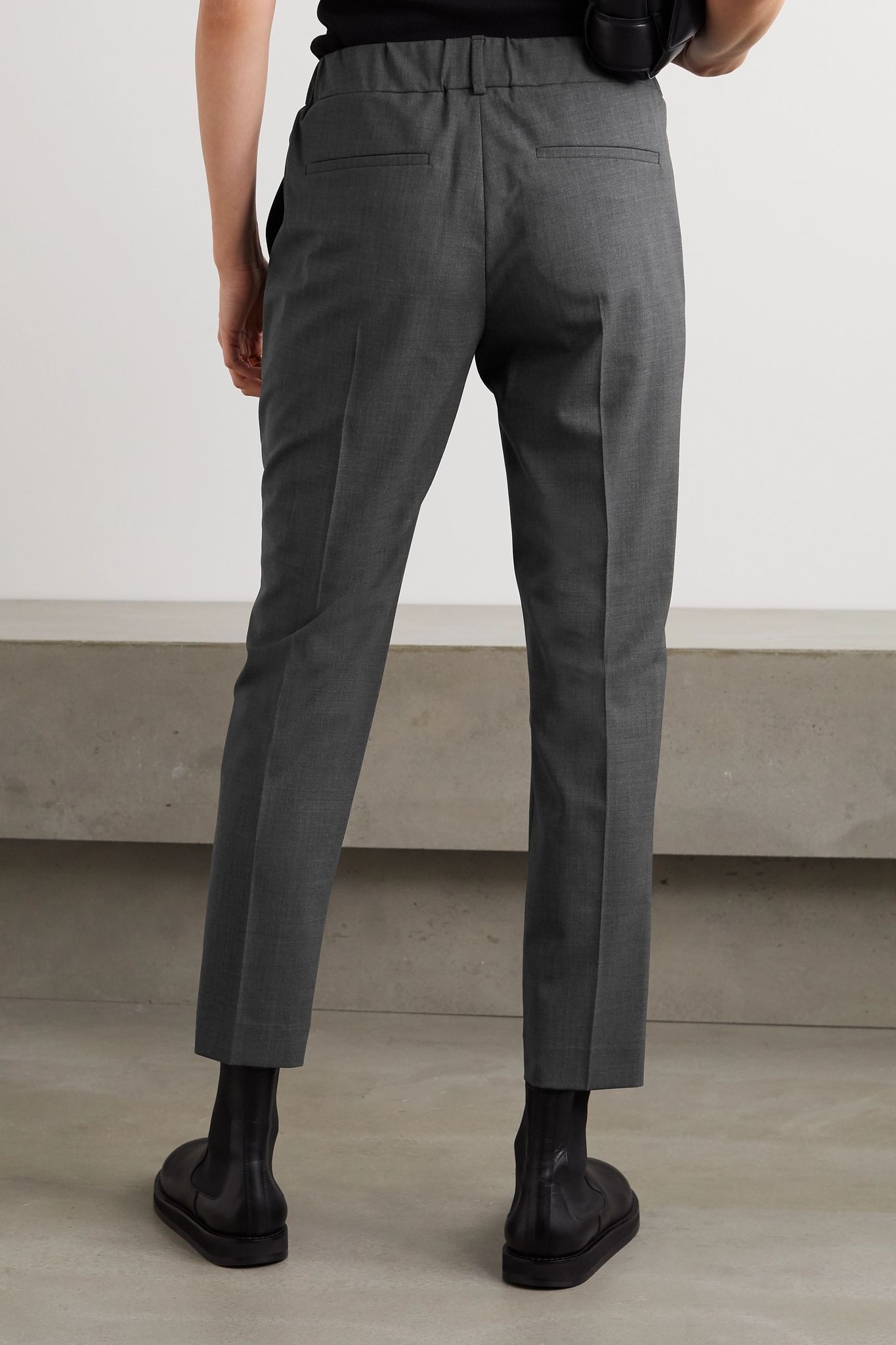 Cropped wool-blend straight-leg pants - 3