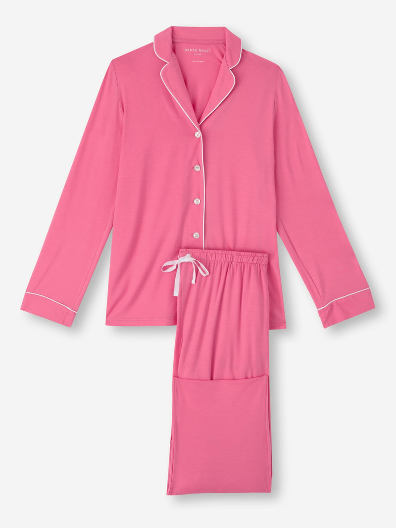 Derek Rose Women's Pajamas Lara Micro Modal Stretch Flamingo Pink outlook