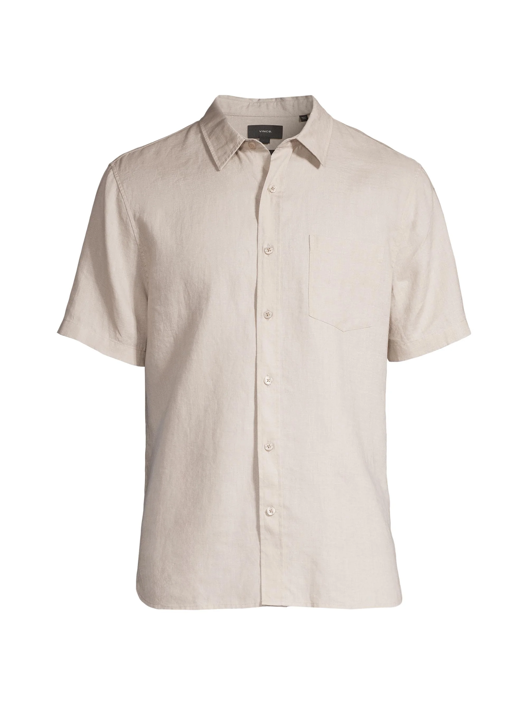 Men's Linen Short-Sleeve Button-Front Shirt - Pumice Rock - 1
