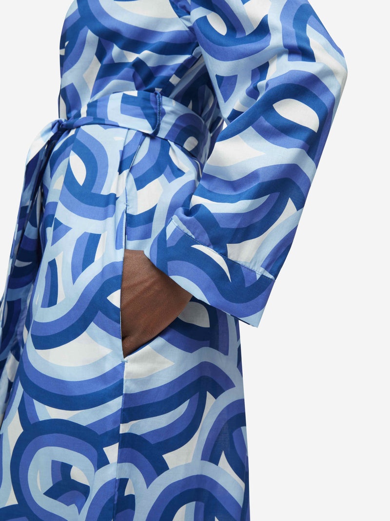 Women's Long Dressing Gown Ledbury 51 Cotton Batiste Blue - 2