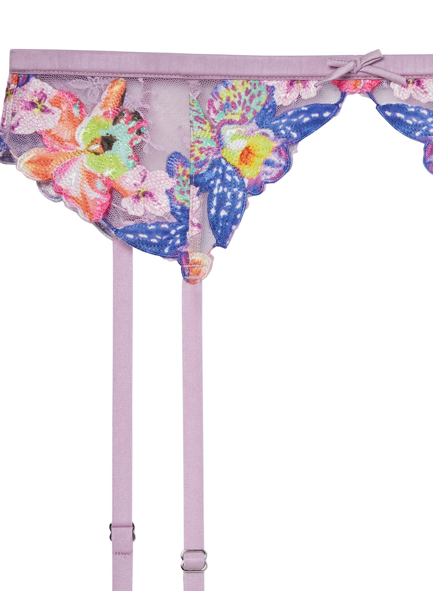 Orchid Embroidery Garter Belt - 6