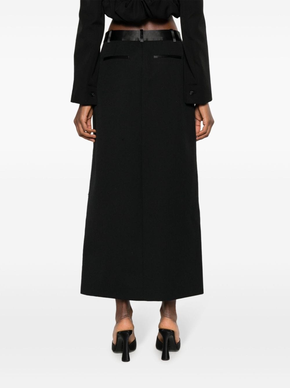 satin-belt wrap midi skirt - 4