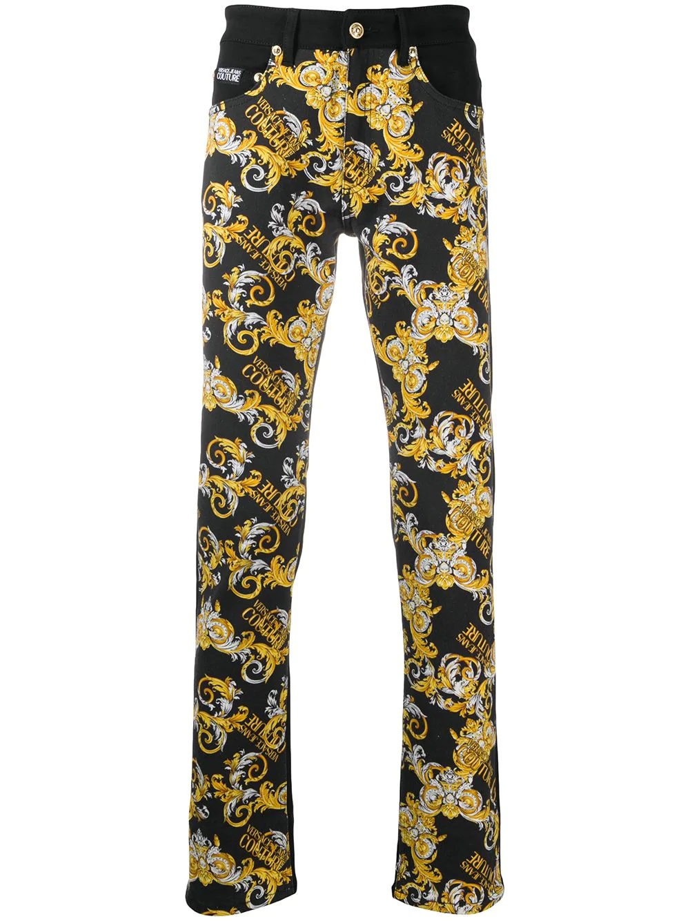 barocco print straight leg jeans - 1