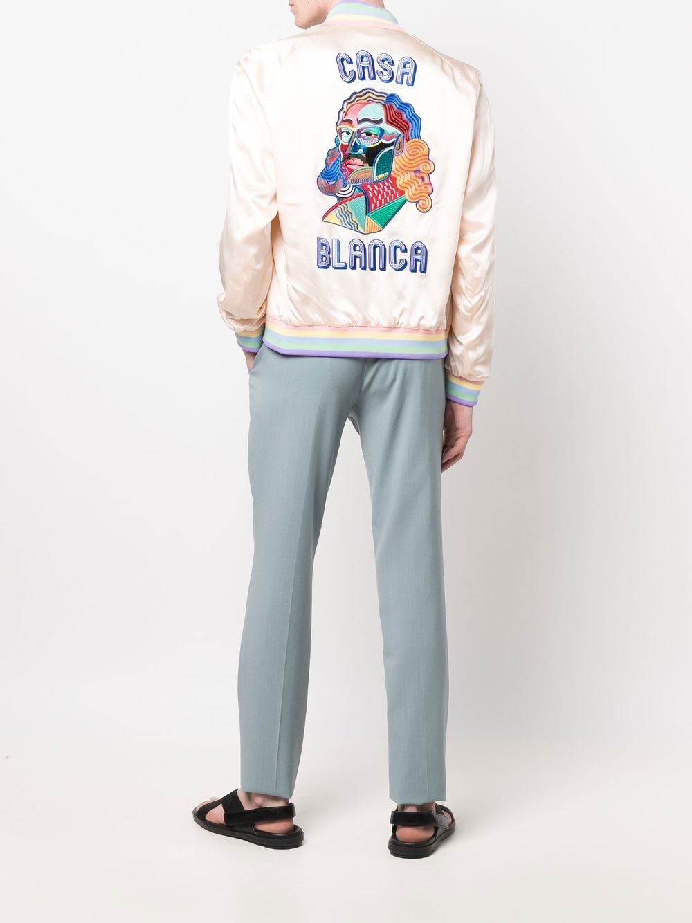 silk logo-embroidered bomber jacket - 2