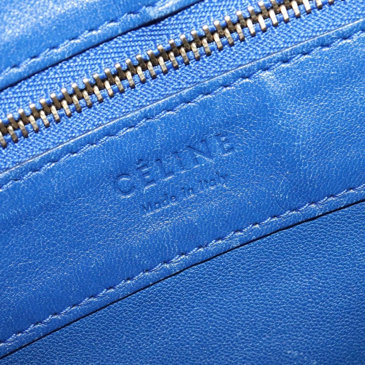 CELINE Vertical Cabas Hand Bag Leather Blue Brown - 16