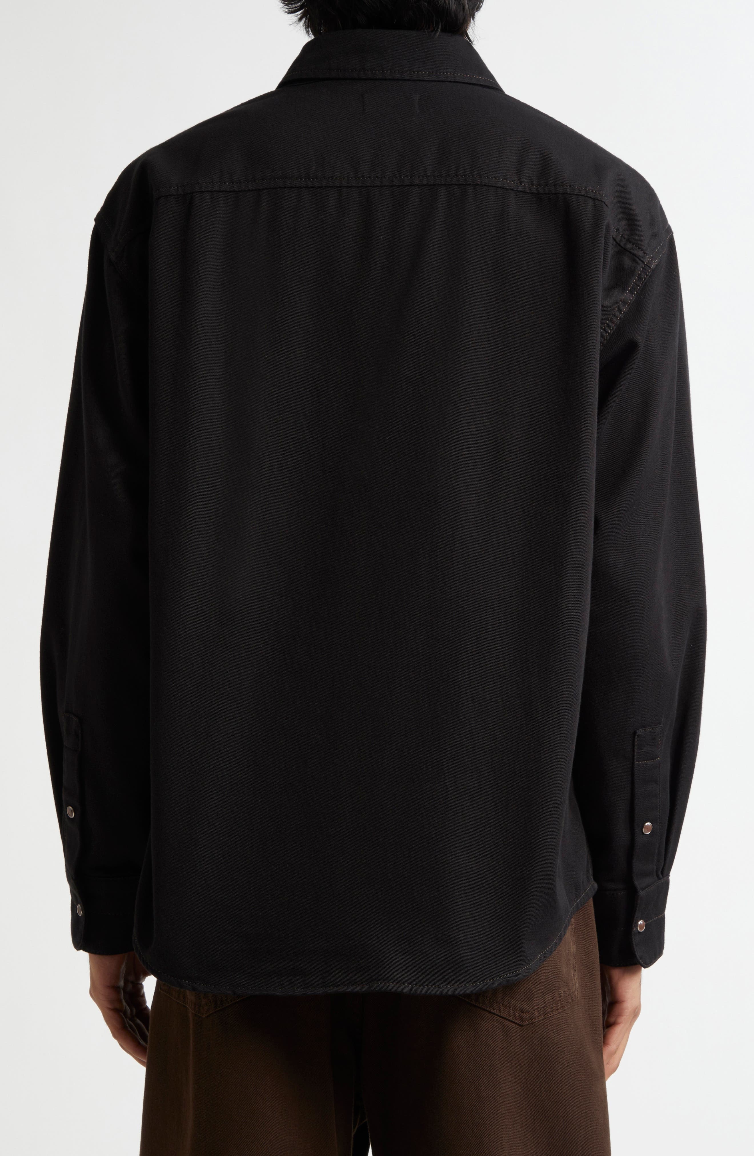 Lemaire Denim Snap-Up Shirt in Black Bk999 at Nordstrom - 3