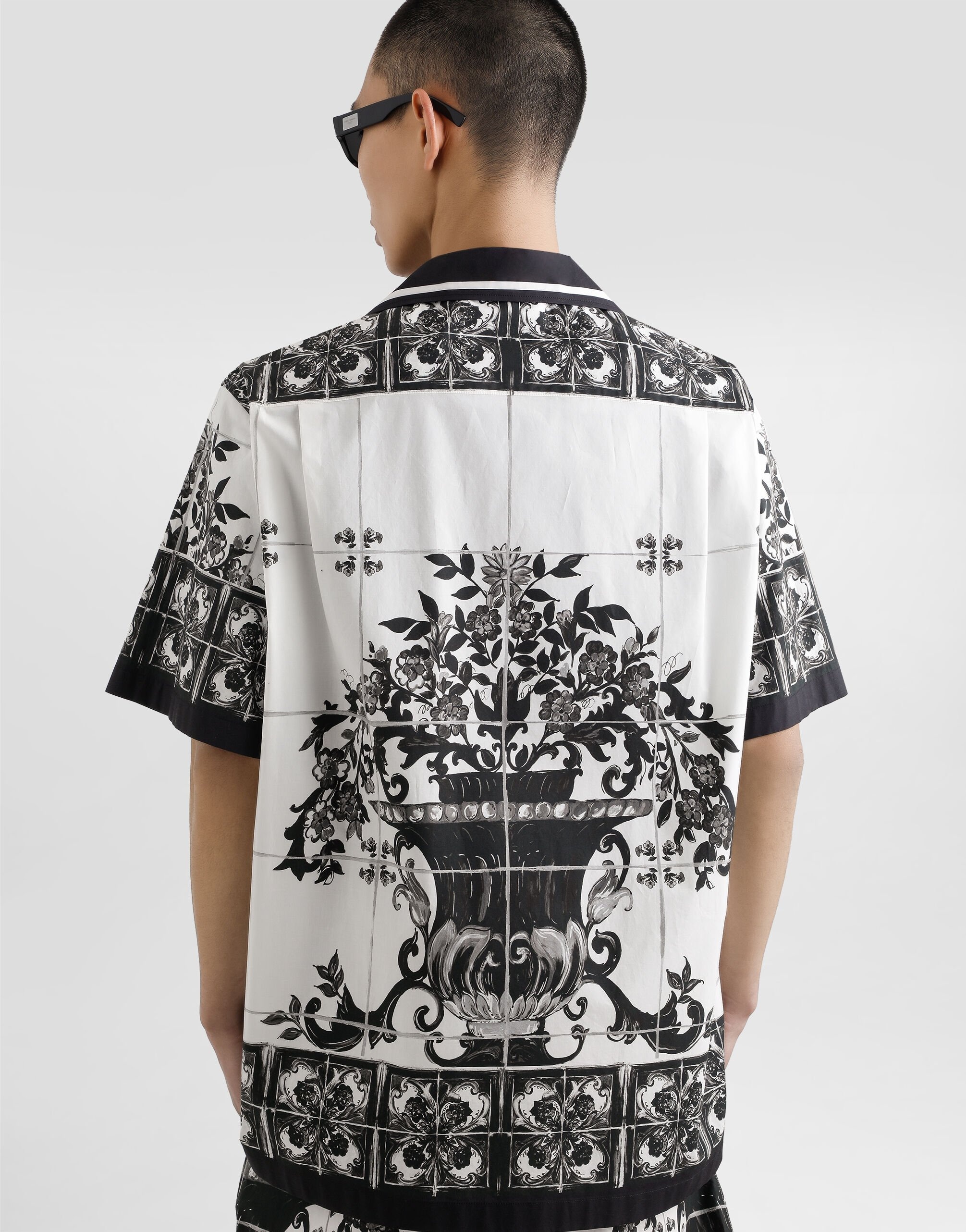 Majolica-print poplin hawaii shirt - 5