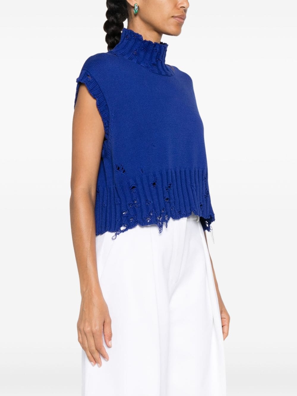 cotton cropped vest - 3