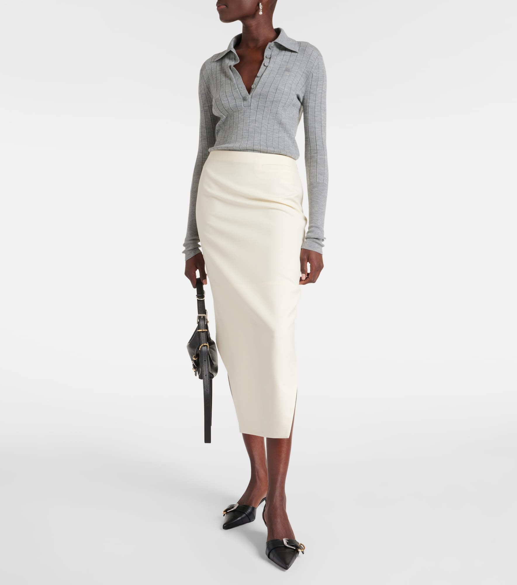 Asymmetric mohair and wool midi skirt - 2